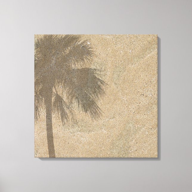 Palm Tree Shadow on Beach Sand Background - Palmen Leinwanddruck (Vorderseite)