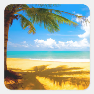 Palm Tree Shadows Quadratischer Aufkleber