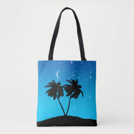 Palm Tree Silhouette, Abend Blau mit Sternen