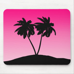Palm Tree Silhouette auf Morgenrot Mousepad