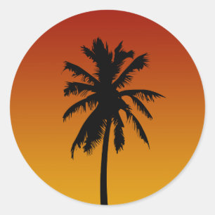 Palm Tree Silhouette Beach Party Stickers