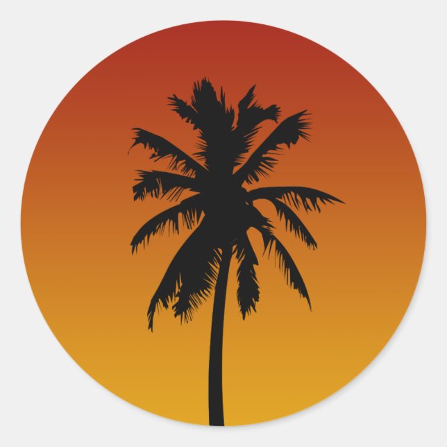 Palm Tree Silhouette Beach Party Stickers (Vorderseite)