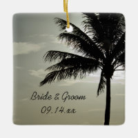 Palm Tree Silhouette Beach Wedding Square