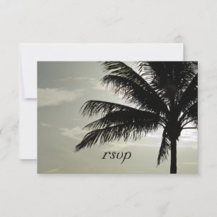 Palm Tree Silhouette Beach Wedding UAWG Response RSVP Karte