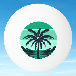 Palm Tree Silhouette Black Striped Green Monogram Tischtennisball