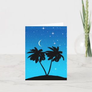Palm Tree Silhouette gegen Abend Blue Card Karte