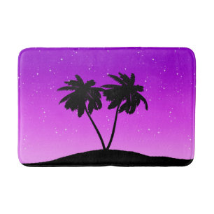 Palm Tree Silhouette gegen Twilight Lila Badematte