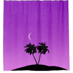 Palm Tree Silhouette gegen Twilight Lila Duschvorhang