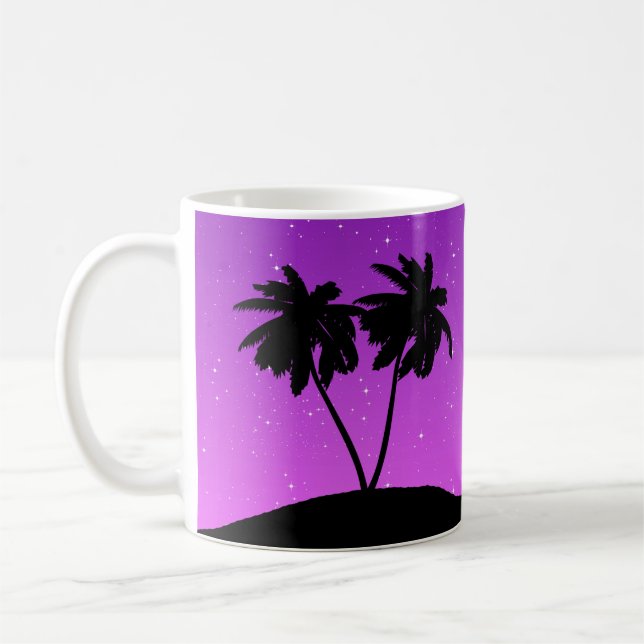Palm Tree Silhouette gegen Twilight Lila Kaffeetasse (Links)