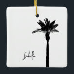 Palm Tree Silhouette NAME Travel Beach Coastal Keramikornament<br><div class="desc">Palm Tree Silhouette in schwarz auf weißem Hintergrund mit individuelle Name in schwarz. Leicht zu personalisieren Text, Textfarbe, Schriftart. Ideal für JEDE Person, West Coast Vibe, Urlaub Souvenir, Lifestyle. Modern, Küste, Chic. Mix und Match komplette Palm Tree Collection von TMCdesigns.</div>