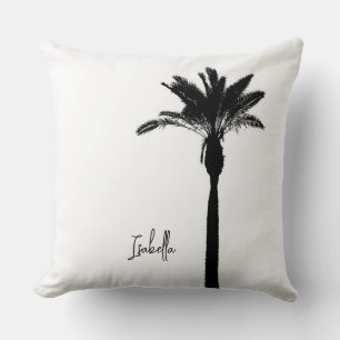 Palm Tree Silhouette NAME Travel Coastal Chic Kissen
