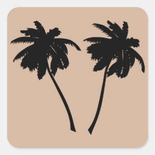 Palm Tree Silhouette Quadratischer Aufkleber