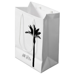 Palm Tree Silhouette Travel Coast Custom Text Mittlere Geschenktüte