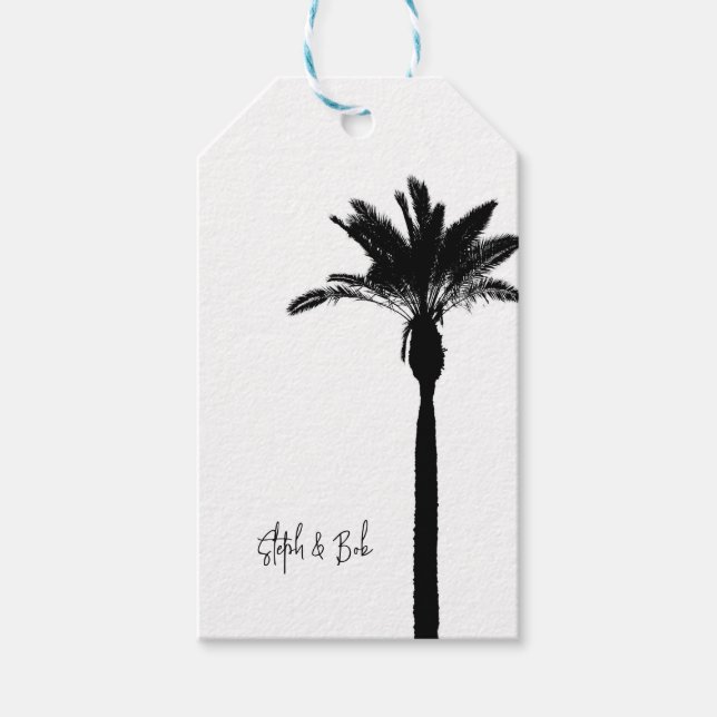 Palm Tree Silhouette Travel Coastal NAMES Chic Geschenkanhänger (Vorderseite)