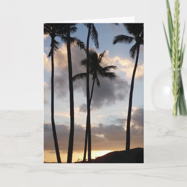Palm Tree Silhouetten in Hawaii Karte (Vorderseite)