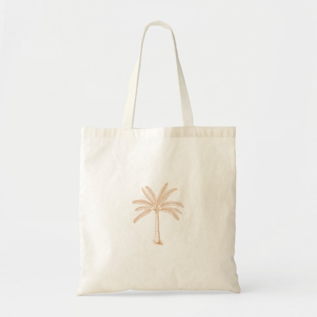 Palm Tree Sketch Tan Tragetasche (Vorne)