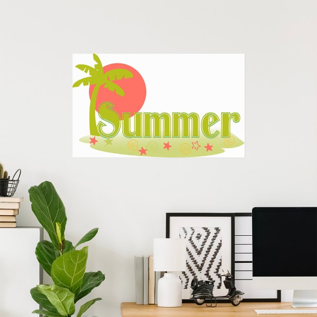 Palm Tree Sommer mit Sonne und Strand Poster (Von Creator hochgeladen)
