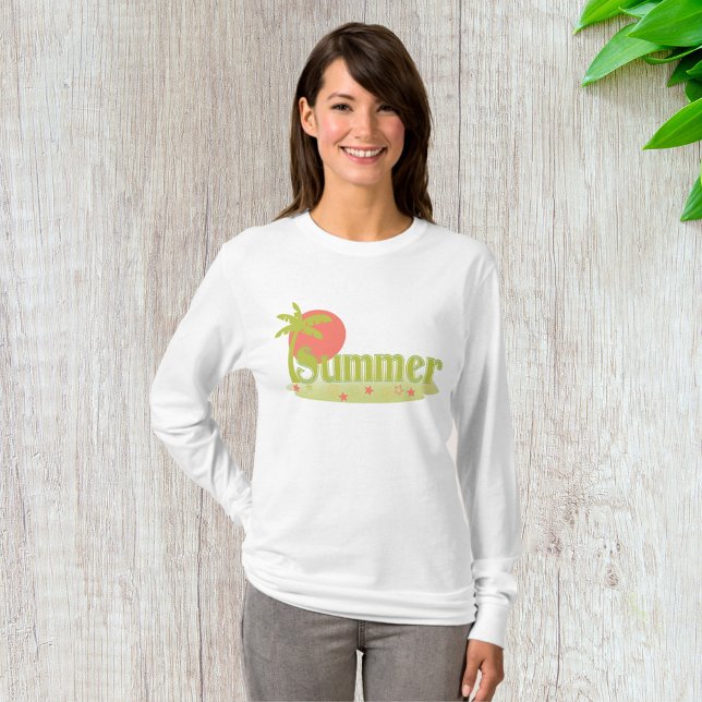 Palm Tree Sommer mit Sonne und Strand T-Shirt (Von Creator hochgeladen)