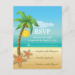 Palm tree & Starkstrand Hochzeit RSVP Karte