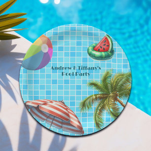 Palm Tree Sun Umbrella Beach Ball Pool Party Pappteller
