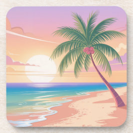 Palm Tree Sunrise Beach Untersetzer Set