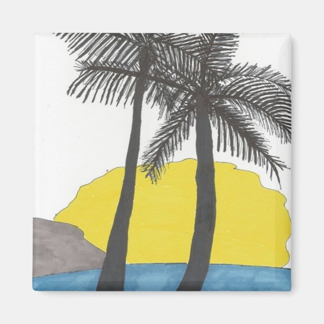 Palm Tree Sunrise Magnet (Vorne)