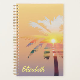 Palm Tree Sunrise Personalisiert Planner Planer