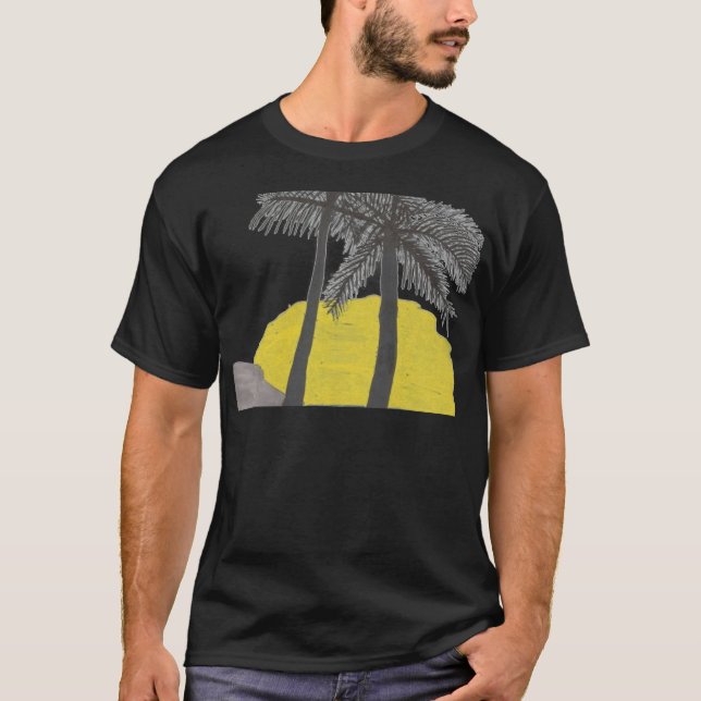 Palm Tree Sunrise Silhouette Mens Tshirt (Vorderseite)