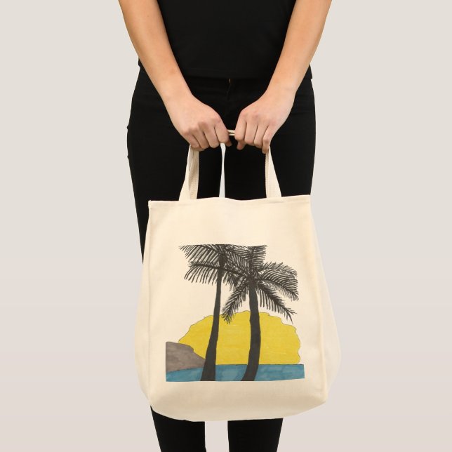 Palm Tree Sunrise Silhouette Tragetasche (Vorderseite (Produkt))