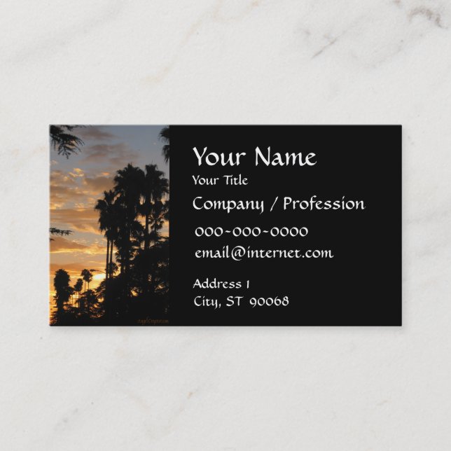 Palm Tree Sunset Custom Business Card Visitenkarte (Vorderseite)