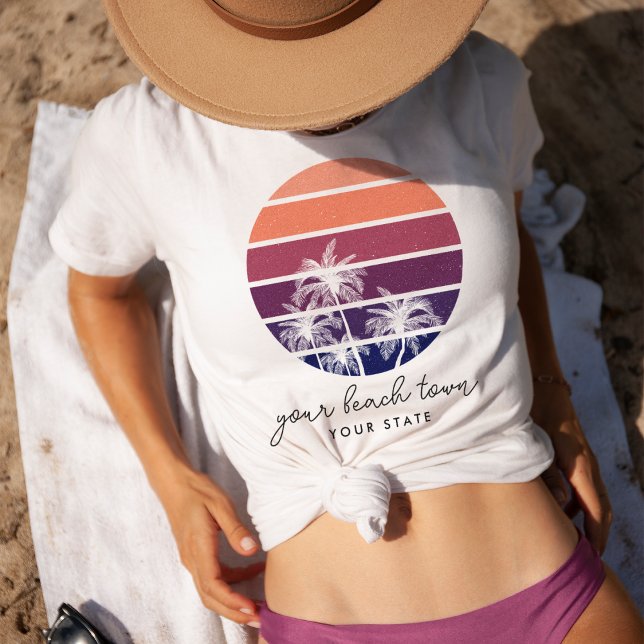 Palm Tree Sunset Custom City & Staat T-Shirt (Von Creator hochgeladen)