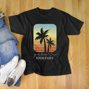 Palm Tree Sunset Custom City & Staat T-Shirt