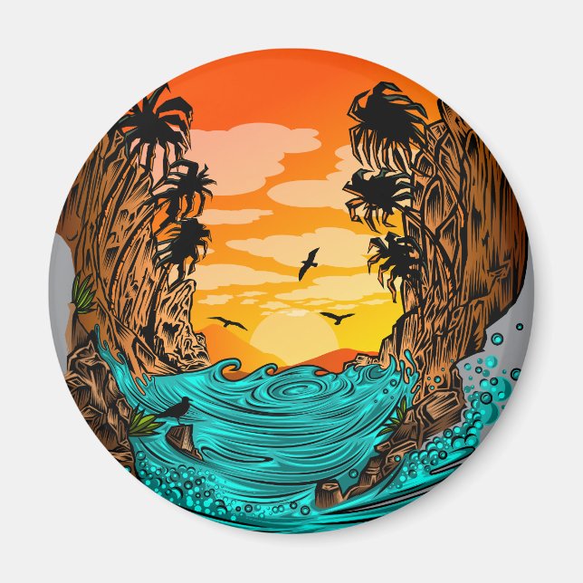 Palm Tree Sunset Magnet (Vorne)