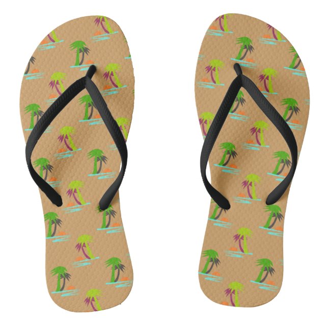 Palm Tree Sunset on Sea Muster individuell einstel Flip Flops (Fußbett)