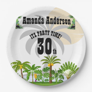 Palm Tree Sunset Paper Plate Tropical Island Pappteller