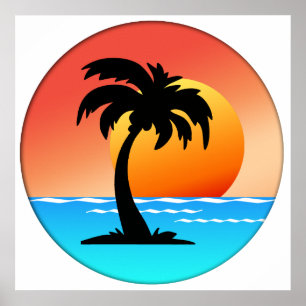 Palm Tree Sunset Poster