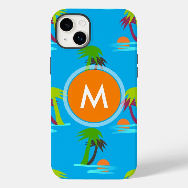 Palm Tree Sunset Sea Muster Monogram Iphone Case-Mate iPhone Hülle (Rückseite)