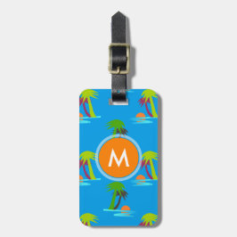 Palm Tree Sunset Sea Pattern Monogram Gepäckanhäng Gepäckanhänger