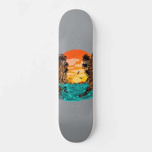 Palm Tree Sunset Skateboard (Vorderseite)