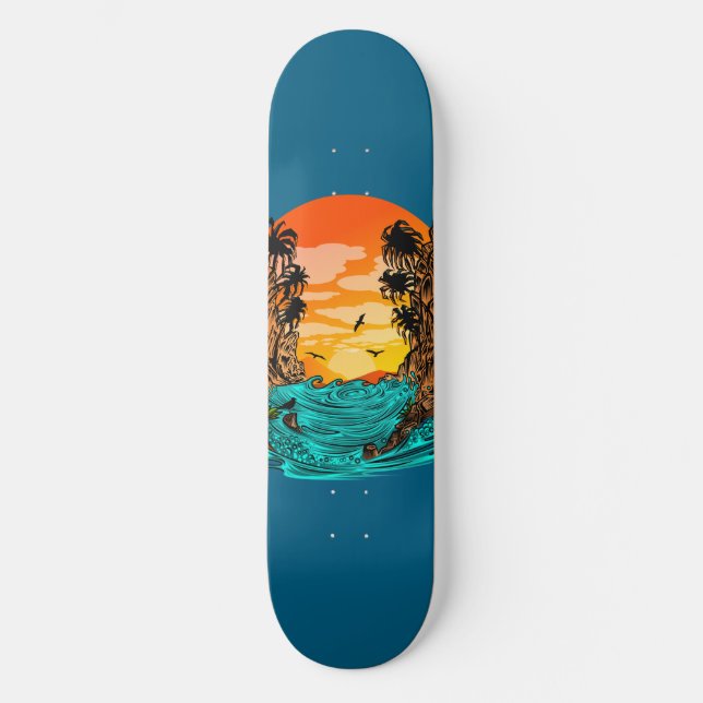 Palm Tree Sunset Skateboard (Vorderseite)