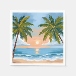 Palm Tree Sunset | Tropical Beach Hochzeit Serviette
