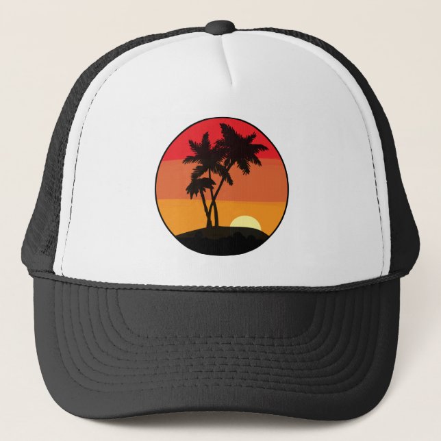 Palm Tree Sunset Truckerkappe (Vorderseite)