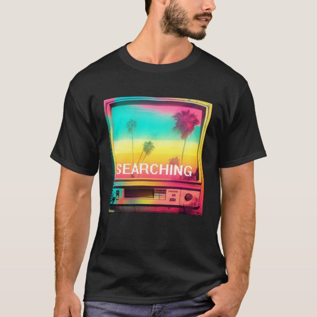 Palm Tree Sunset Vaporwave 80er 90s Glitch Aesthet T-Shirt (Vorderseite)