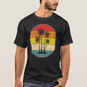 Palm Tree Tropical Beach Niedlicher Vintager Retro T-Shirt
