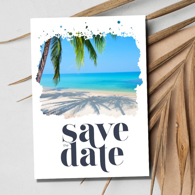 Palm Tree Tropical Beach Wedding Save The Date (Palm Tree Tropical Beach Wedding Save The Date)
