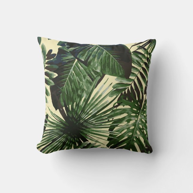 Palm Tree Tropical Cushion Yellow Pastel Kissen (Vorderseite)