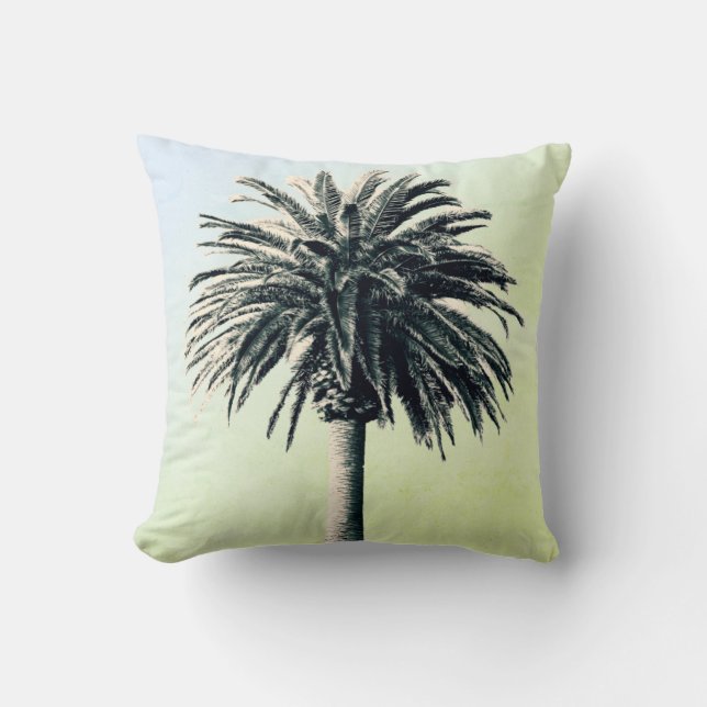 Palm Tree Tropical Elegante Grün Kissen (Vorderseite)