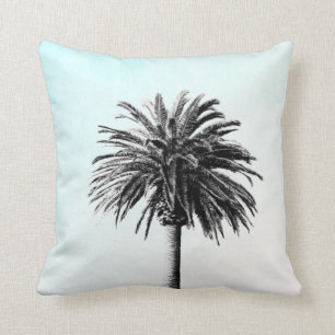 Palm Tree Tropical Elegante Schwarz-weiß Kissen