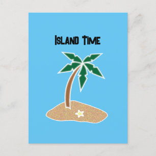 Palm Tree Tropical Island Fun Beach Travel Cartoon Postkarte