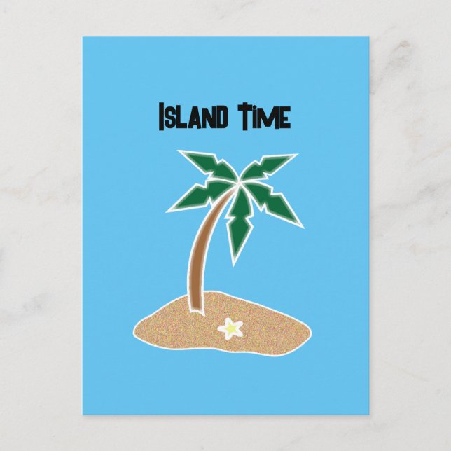 Palm Tree Tropical Island Fun Beach Travel Cartoon Postkarte (Vorderseite)